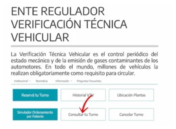 Paso 1 para consultar o cambiar el turno de la VTV en González Catán